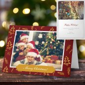 Gold Foil Christmas Tree Muster Red Holiday Foto Karte