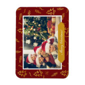 Gold Foil Christmas Tree Muster Red Holiday Foto Magnet (Vertikal)