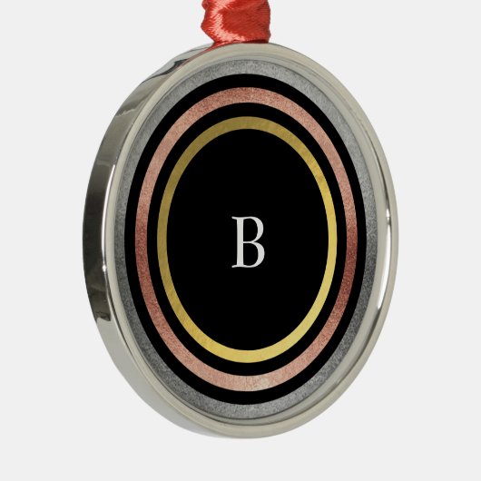 Gold Foil Circle Monogram Ornament Aus Metall (Rechts)