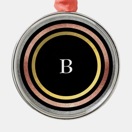 Gold Foil Circle Monogram Ornament Aus Metall (Vorne)