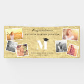 Gold Foil Classic Monogramm 6 Foto Chic Grad Party Banner (Horizontal)