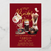 Gold Foil Coffee Cupcakes BRAUTPARTY QR Code Folieneinladung (Vorderseite)