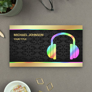 Gold Foil Colorful Rainbow Headphones Music DJ Visitenkarte