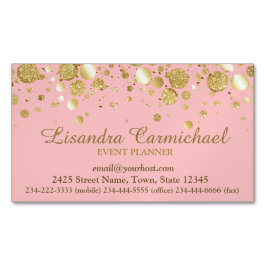 Gold Foil Confetti auf rosafarbener Magnetkarte Magnetische Visitenkarte