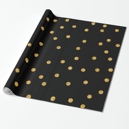 Gold Foil Confetti Black Geschenkpapier (Ungerollt)