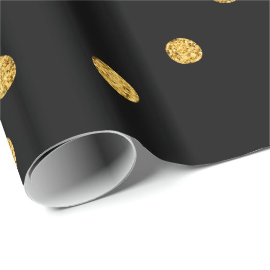 Gold Foil Confetti Black Geschenkpapier (Rolleneckpunkt)