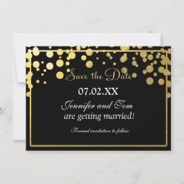 Gold Foil Confetti Black Invitation Rett Date Card Einladung