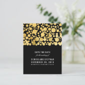 Gold Foil Confetti Black Save the Date Ankündigungspostkarte (Stehend Vorderseite)