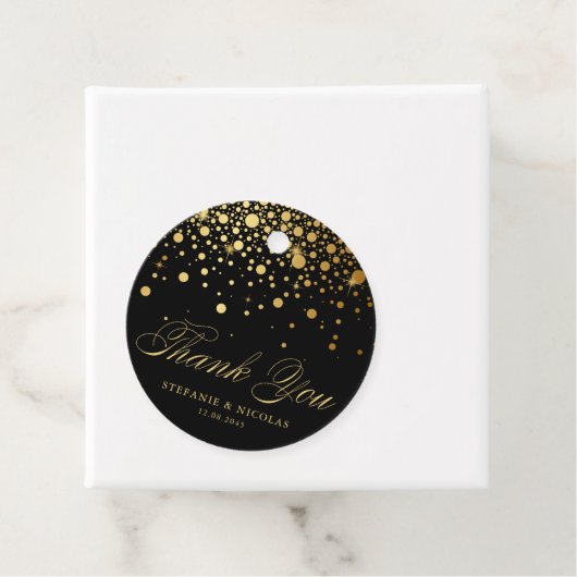 Gold Foil Confetti Black Wedding Vielen Dank Geschenkanhänger (Beispiel)