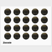 Gold Foil Confetti Black Wedding Vielen Dank Runder Aufkleber (Blatt)