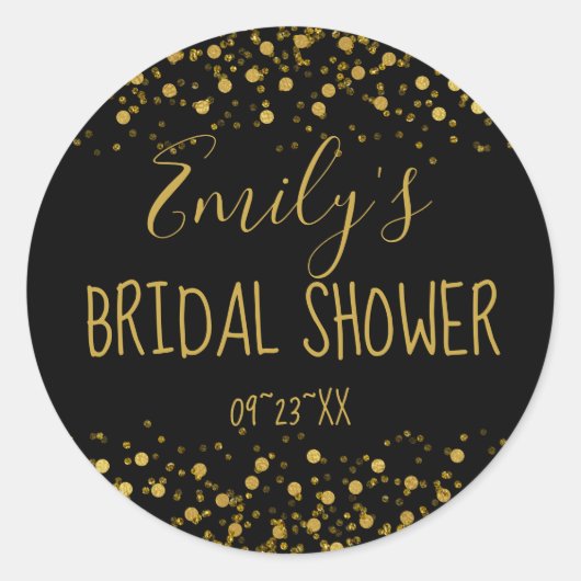 Gold Foil Confetti Brautparty ID455 Runder Aufkleber (Vorderseite)