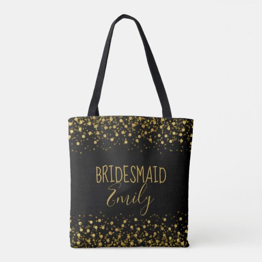 Gold Foil Confetti Bridesmaid Name ID455 Tasche (Rückseite)