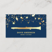 Gold Foil Confetti Clarinet Music Teacher Visitenkarte (Vorderseite)