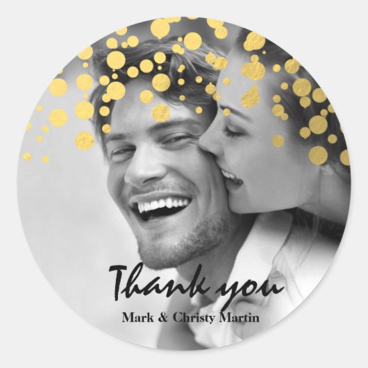 Gold Foil Confetti Custom Foto Bevorzugung Aufkleb Runder Aufkleber (Vorderseite)