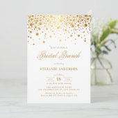 Gold Foil Confetti Dots Bridal Brunch Einladung (Stehend Vorderseite)