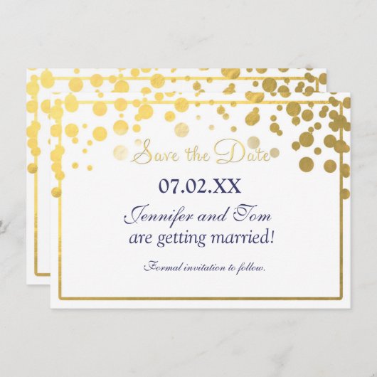 Gold Foil Confetti Dots Einladung Rett Date Card (Vorne/Hinten)