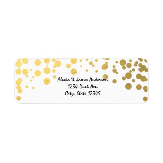 Gold Foil Confetti Dots Elegante Adressetiketten (Vorne)