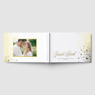 Gold Foil Confetti Dots Foto Hochzeit Gästebuch