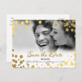 Gold Foil Confetti Dots Foto Rett Datum Postkarte (Vorne/Hinten)