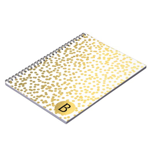 Gold Foil Confetti Dots Glam Modern Monogram Notizblock (Linke Seite)