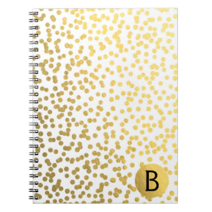 Gold Foil Confetti Dots Glam Modern Monogram Notizblock