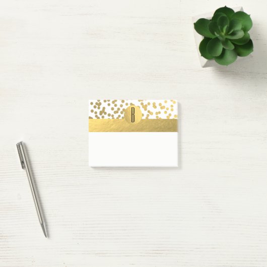 Gold Foil Confetti Dots Glam Modern Monogram Post-it Klebezettel (Büro)