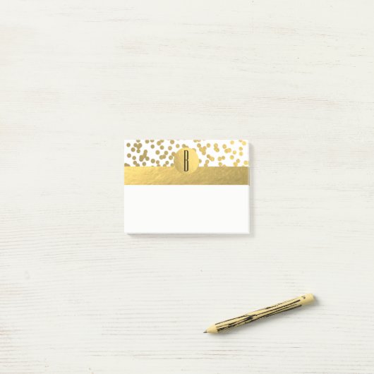 Gold Foil Confetti Dots Glam Modern Monogram Post-it Klebezettel (Auf Schreibtisch)