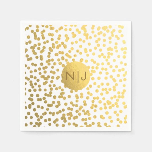 Gold Foil Confetti Dots Glam Moderne Hochzeit Serviette (Vorderseite)