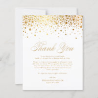 Gold Foil Confetti Dots Hochzeit Dankeschön Karte