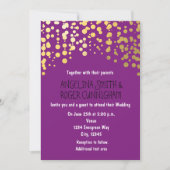 Gold Foil Confetti Dots Lila Hochzeit Einladung (Vorderseite)