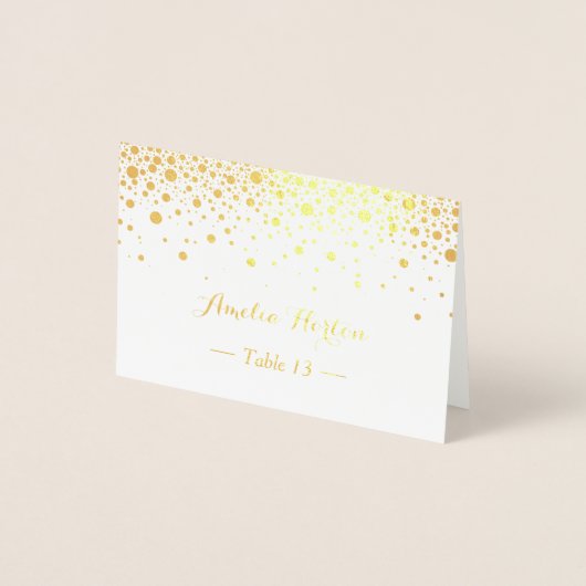 Gold Foil Confetti Dots Table Place Escort Card Folienkarte (Vorderseite)