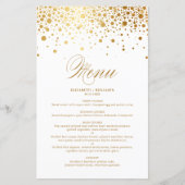 Gold Foil Confetti Dots Wedding Menu Card (Vorderseite)
