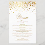 Gold Foil Confetti Dots Wedding Menu Card<br><div class="desc">Individuell anpassbare Menükarte mit Imitaten,  goldgeflochtenen Konfetti-Punkten und Streifen-Muster. Diese elegante Karte eignet sich perfekt für jedes Hochzeitsthema und jede Jahreszeit. Personalisieren Sie diese,  indem Sie Namen,  Datum und Menüdetails hinzufügen.</div>