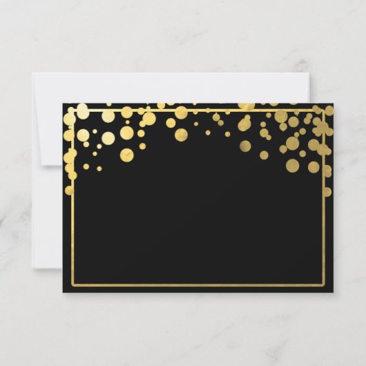 Gold Foil Confetti Dots Wedding RSVP Card (Rückseite)