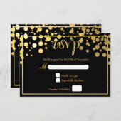 Gold Foil Confetti Dots Wedding RSVP Card (Vorne/Hinten)