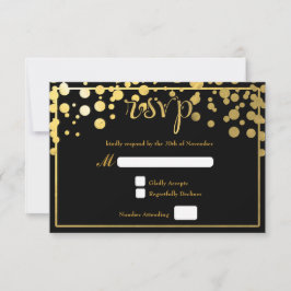 Gold Foil Confetti Dots Wedding RSVP Card Karte