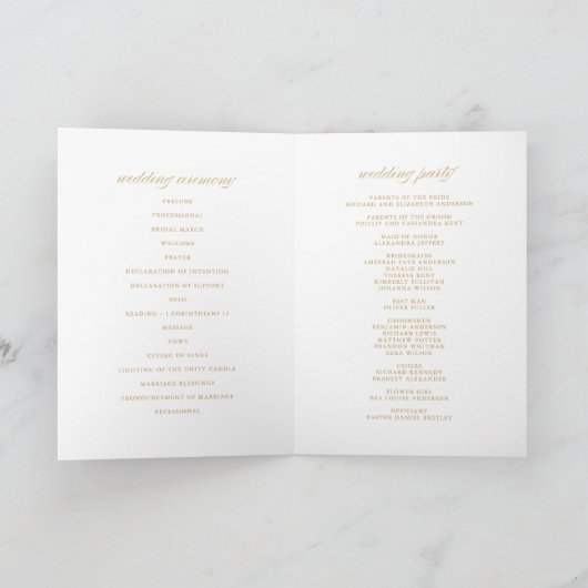 Gold Foil Confetti Dots White Wedlet Booklet Programm (Innenseite)