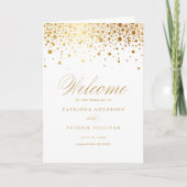Gold Foil Confetti Dots White Wedlet Booklet Programm (Vorderseite)
