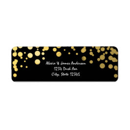 Gold Foil Confetti Elegante Black Address Labels