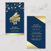 Gold Foil Confetti Grand Piano Musiker Pianist Visitenkarte (Vorne/Hinten)