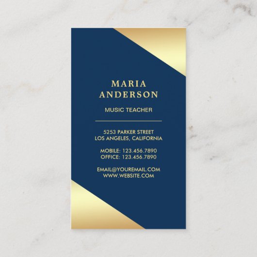 Gold Foil Confetti Grand Piano Musiker Pianist Visitenkarte (Rückseite)