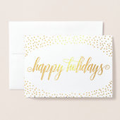 Gold Foil Confetti - Happy Holidays Foto Folienkarte (Vorderseite mit Umschlag)