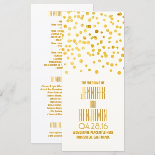 Gold Foil Confetti Hochzeitsprogramme Programm (Vorne/Hinten)
