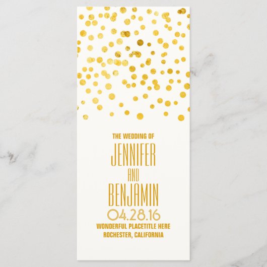Gold Foil Confetti Hochzeitsprogramme Programm (Vorderseite)