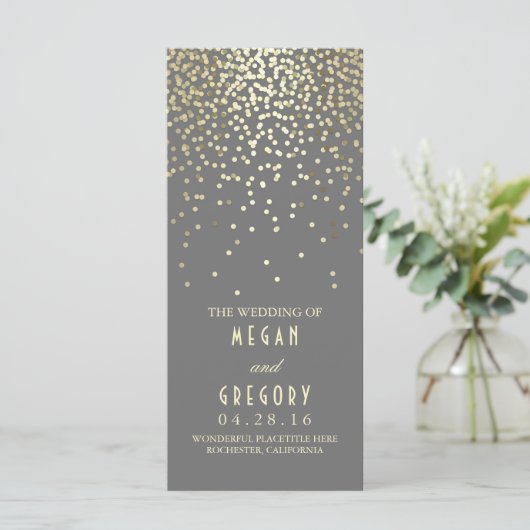 Gold Foil Confetti Hochzeitsprogramme Programm (Stehend Vorderseite)