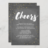 Gold Foil Confetti jubelt Silvesterabend-Party Einladung (Vorne/Hinten)