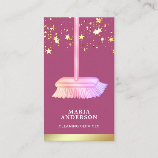 Gold Foil Confetti Rosa Zimmerreinigung Visitenkarte (Vorderseite)