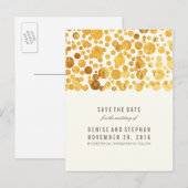 Gold Foil Confetti Save the Date Ankündigungspostkarte (Vorne/Hinten)