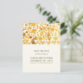 Gold Foil Confetti Save the Date Ankündigungspostkarte (Stehend Vorderseite)