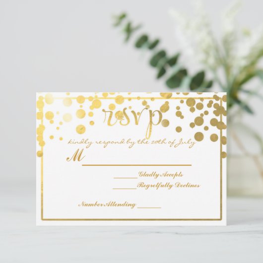 Gold Foil Confetti UAWG Wedding Card Einladung (Stehend Vorderseite)